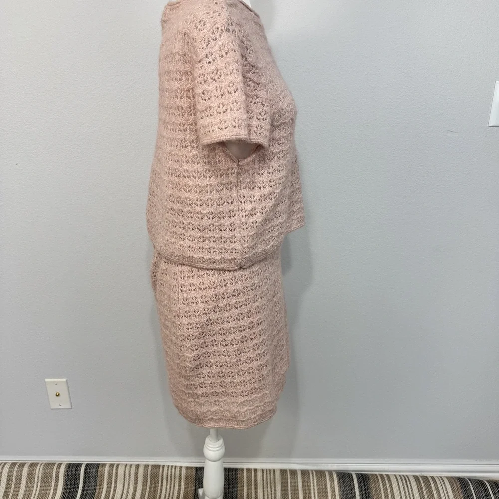 House Of Harlow 1960 2 Piece‎ Women's Sweater Skirt Large Pink Textured Knit